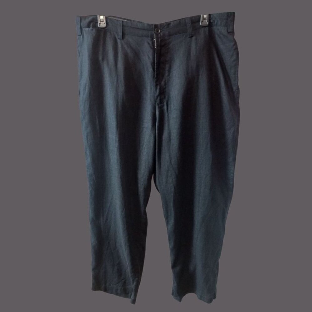 Nautica Clipper Mens Relax Fit Linen Pants 40W X 32L Black